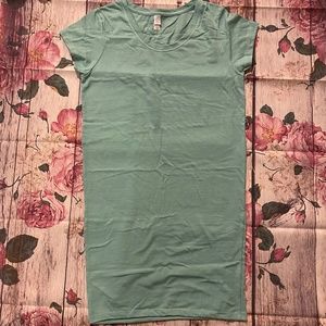 NWT Alternative Earth Eco True Jade Green Tshirt Dress Column Cap Sleeve Lg Crew